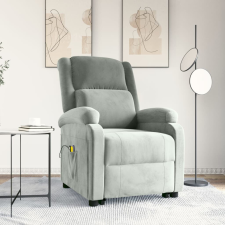 vidaXL világosszürke bársony felállást segítő masszázsfotel masszázsfotel