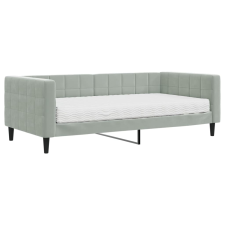 vidaXL világosszürke bársony kanapéágy matraccal 90 x 190 cm (3196680) ágy és ágykellék