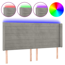 vidaXL világosszürke bársony LED-es fejtámla 203x16x118/128 cm (3124254) ágy és ágykellék