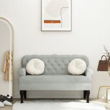 vidaXL világosszürke bársony pad háttámlával 119,5 x 64,5 x 75 cm bútor