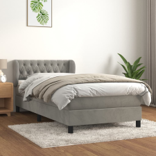 vidaXL világosszürke bársony rugós ágy matraccal 100 x 200 cm ágy és ágykellék