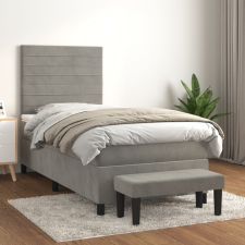 vidaXL világosszürke bársony rugós ágy matraccal 100 x 200 cm ágy és ágykellék
