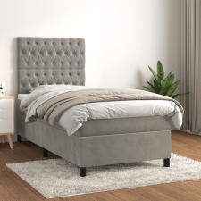 vidaXL világosszürke bársony rugós ágy matraccal 100 x 200 cm ágy és ágykellék