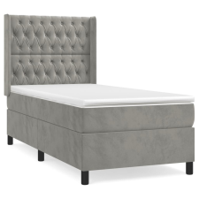 vidaXL világosszürke bársony rugós ágy matraccal 100 x 200 cm (3132843) ágy és ágykellék