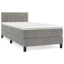 vidaXL világosszürke bársony rugós ágy matraccal 100 x 200 cm (3141407) ágy és ágykellék