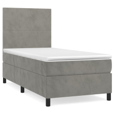 vidaXL világosszürke bársony rugós ágy matraccal 100 x 200 cm (3142887) ágy és ágykellék