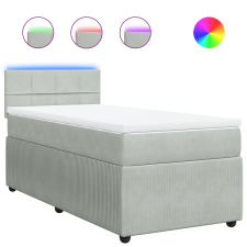 vidaXL világosszürke bársony rugós ágy matraccal 100 x 200 cm (3289962) ágy és ágykellék