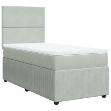 vidaXL világosszürke bársony rugós ágy matraccal 100 x 200 cm (3292256) ágy és ágykellék