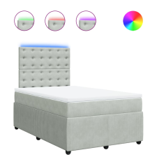 vidaXL világosszürke bársony rugós ágy matraccal 120 x 190 cm (3294598) ágy és ágykellék