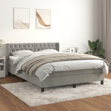 vidaXL világosszürke bársony rugós ágy matraccal 140x190 cm ágy és ágykellék