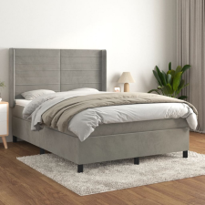 vidaXL világosszürke bársony rugós ágy matraccal 140x190 cm bútor