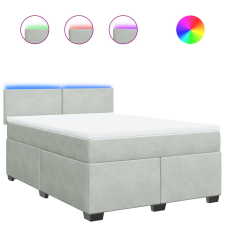 vidaXL világosszürke bársony rugós ágy matraccal 140x190 cm ágy és ágykellék