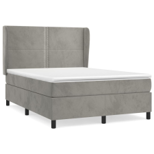 vidaXL világosszürke bársony rugós ágy matraccal 140x190 cm (3129147) ágy és ágykellék