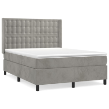 vidaXL világosszürke bársony rugós ágy matraccal 140x190 cm (3132915) ágy és ágykellék