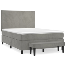 vidaXL világosszürke bársony rugós ágy matraccal 140x190 cm (3137719) ágy és ágykellék