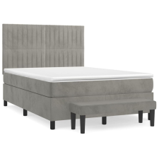 vidaXL világosszürke bársony rugós ágy matraccal 140x190 cm (3137959) ágy és ágykellék