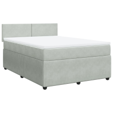 vidaXL világosszürke bársony rugós ágy matraccal 140x190 cm (3287728) ágy és ágykellék