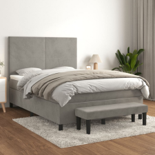 vidaXL világosszürke bársony rugós ágy matraccal 140x200 cm ágy és ágykellék