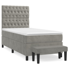 vidaXL világosszürke bársony rugós ágy matraccal 80 x 200 cm (3137989) ágy és ágykellék