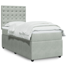vidaXL világosszürke bársony rugós ágy matraccal 90 x 200 cm ágy és ágykellék