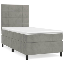 vidaXL világosszürke bársony rugós ágy matraccal 90 x 200 cm (3143001) ágy és ágykellék