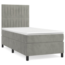 vidaXL világosszürke bársony rugós ágy matraccal 90 x 200 cm (3143121) ágy és ágykellék