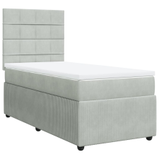 vidaXL világosszürke bársony rugós ágy matraccal 90 x 200 cm (3292238) ágy és ágykellék