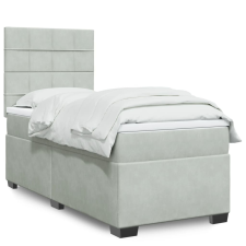 vidaXL világosszürke bársony rugós ágy matraccal 90x190 cm ágy és ágykellék
