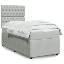 vidaXL világosszürke bársony rugós ágy matraccal 90x190 cm ágy és ágykellék