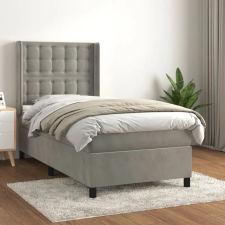 vidaXL világosszürke bársony rugós ágy matraccal 90x190 cm ágy és ágykellék