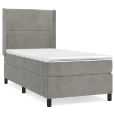 vidaXL világosszürke bársony rugós ágy matraccal 90x190 cm (3132591) ágy és ágykellék