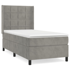 vidaXL világosszürke bársony rugós ágy matraccal 90x190 cm (3132651) ágy és ágykellék
