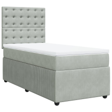 vidaXL világosszürke bársony rugós ágy matraccal 90x190 cm (3292226) ágy és ágykellék