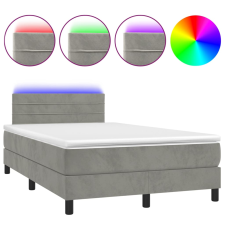 vidaXL világosszürke bársony rugós és LED-es ágy matraccal 120x190 cm ágy és ágykellék