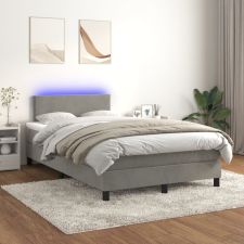 vidaXL világosszürke bársony rugós és LED-es ágy matraccal 120x200 cm ágy és ágykellék