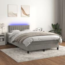 vidaXL világosszürke bársony rugós és LED-es ágy matraccal 120x200 cm ágy és ágykellék