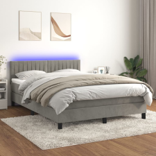 vidaXL világosszürke bársony rugós és LED-es ágy matraccal 140x190 cm ágy és ágykellék