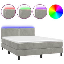 vidaXL világosszürke bársony rugós és LED-es ágy matraccal 140x190 cm (3134339) ágy és ágykellék