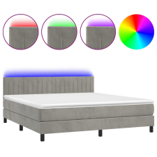 vidaXL világosszürke bársony rugós és LED-es ágy matraccal 160x200 cm (3134531) ágy és ágykellék