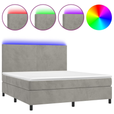 vidaXL világosszürke bársony rugós és LED-es ágy matraccal 160x200 cm (3136011) ágy és ágykellék
