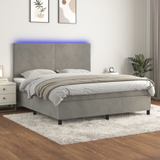 vidaXL világosszürke bársony rugós és LED-es ágy matraccal 180x200 cm ágy és ágykellék