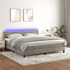 vidaXL világosszürke bársony rugós és LED-es ágy matraccal 180x200 cm ágy és ágykellék