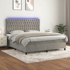 vidaXL világosszürke bársony rugós és LED-es ágy matraccal 180x200 cm ágy és ágykellék