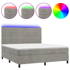 vidaXL világosszürke bársony rugós és LED-es ágy matraccal 180x200 cm (3136197) ágy és ágykellék