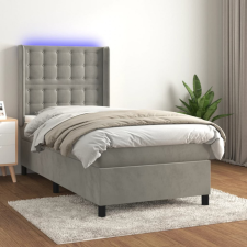 vidaXL világosszürke bársony rugós és LED-es ágy matraccal 80 x 200 cm ágy és ágykellék