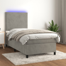 vidaXL világosszürke bársony rugós és LED-es ágy matraccal 90x190 cm ágy és ágykellék