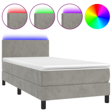 vidaXL világosszürke bársony rugós és LED-es ágy matraccal 90x190 cm (3134255) ágy és ágykellék