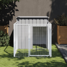 vidaXL Világosszürke horganyzott acél kifutós kutyaház 110x201x110 cm szállítóbox, fekhely kutyáknak