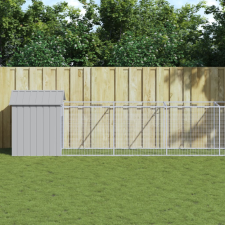 vidaXL világosszürke horganyzott acél kutyakennel 117 x 609 x 123 cm szállítóbox, fekhely kutyáknak