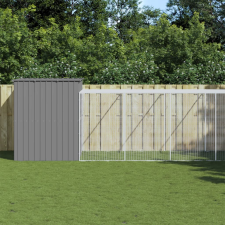 vidaXL világosszürke horganyzott acél tetős kutyakennel 214x1273x181cm szállítóbox, fekhely kutyáknak